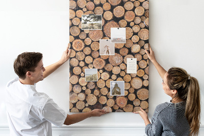 Memo cork board Natural wood in round cross-sections