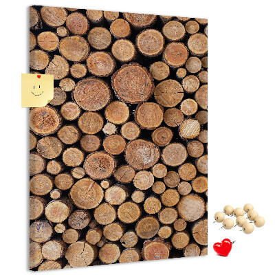 Memo cork board Natural wood in round cross-sections