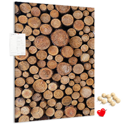 Memo cork board Natural wood in round cross-sections
