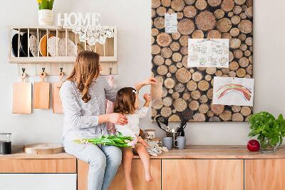 Memo cork board Natural wood in round cross-sections
