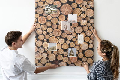 Memo cork board Natural wood in round cross-sections