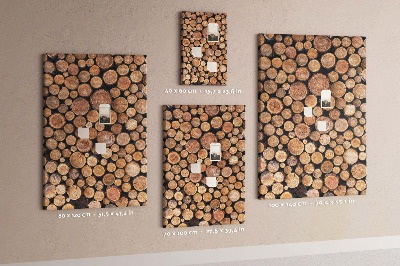 Memo cork board Natural wood in round cross-sections