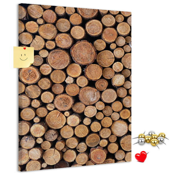 Memo cork board Natural wood in round cross-sections