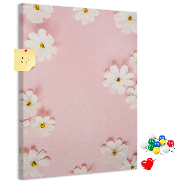 Pin board Pink background with white daisy flowers
