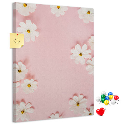 Pin board Pink background with white daisy flowers