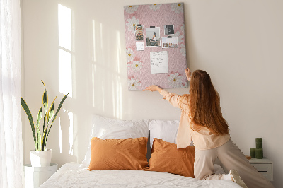 Pin board Pink background with white daisy flowers