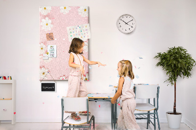 Pin board Pink background with white daisy flowers
