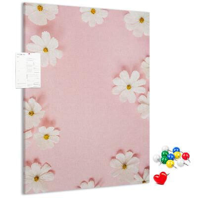 Pin board Pink background with white daisy flowers