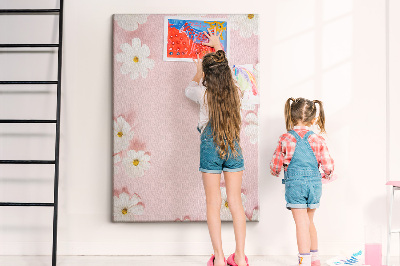 Pin board Pink background with white daisy flowers