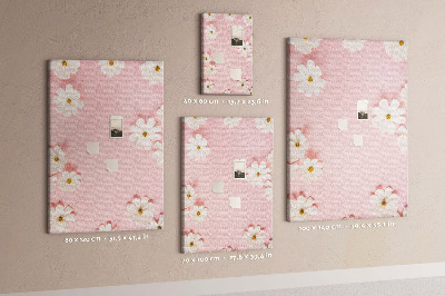 Pin board Pink background with white daisy flowers