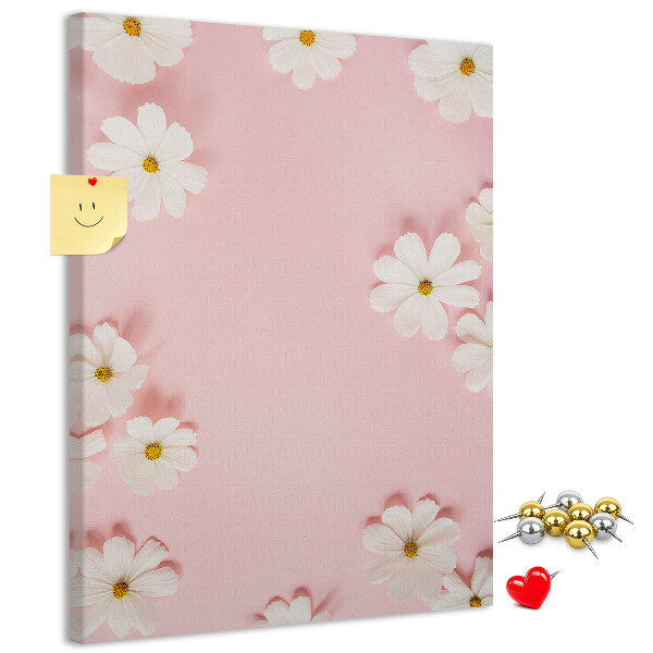 Pin board Pink background with white daisy flowers
