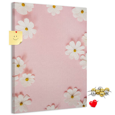 Pin board Pink background with white daisy flowers