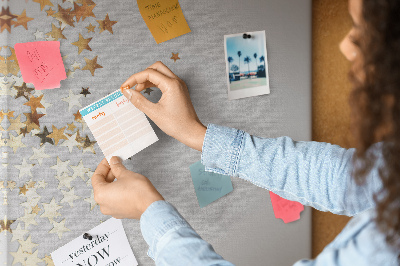 Wall cork memo board Gold and silver stars on gray