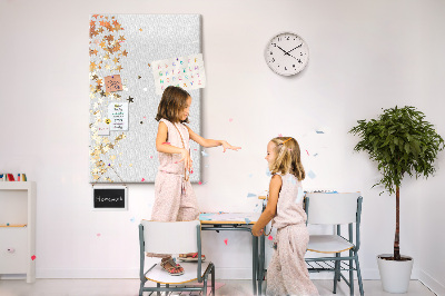 Wall cork memo board Gold and silver stars on gray