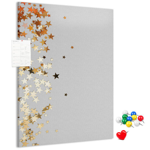 Wall cork memo board Gold and silver stars on gray