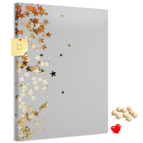 Wall cork memo board Gold and silver stars on gray