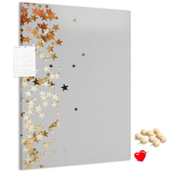 Wall cork memo board Gold and silver stars on gray