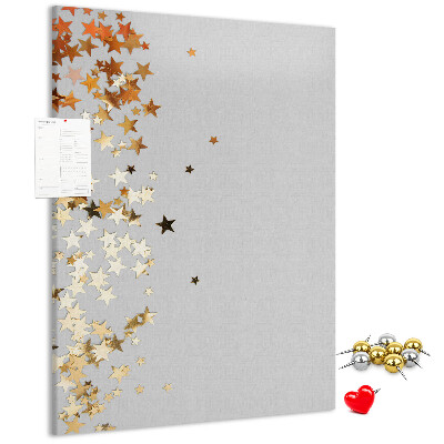 Wall cork memo board Gold and silver stars on gray