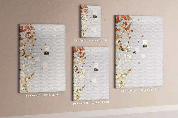 Wall cork memo board Gold and silver stars on gray