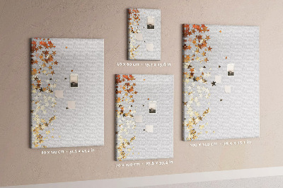 Wall cork memo board Gold and silver stars on gray