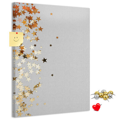 Wall cork memo board Gold and silver stars on gray