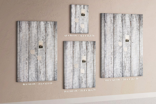Memo cork board Creaking boards in shades of gray