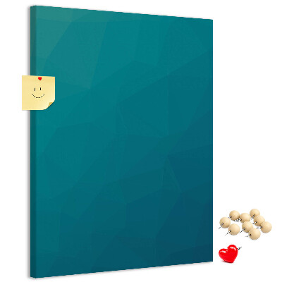Cork notice board Geometric shades of blue in the background