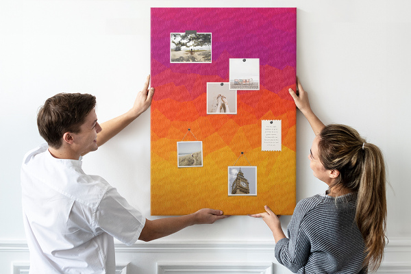 Pin board Color gradient in shades of orange and purple