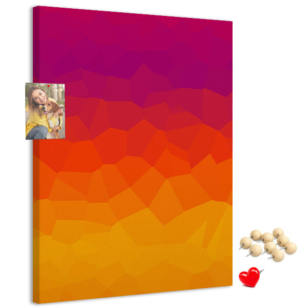 Pin board Color gradient in shades of orange and purple