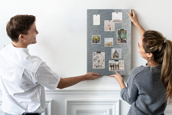 Wall cork memo board Geometric pattern in shades of gray