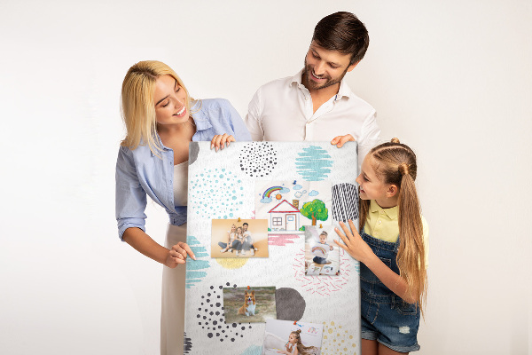 Memo cork board Colorful spots and lines on the background