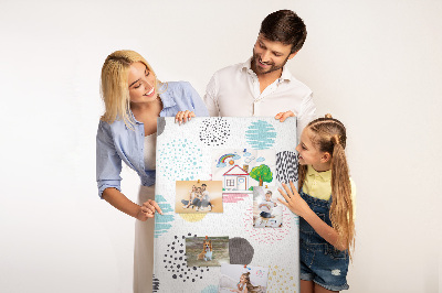 Memo cork board Colorful spots and lines on the background