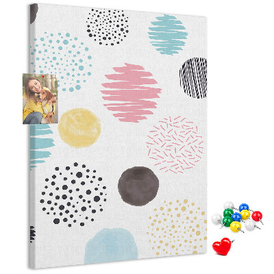 Memo cork board Colorful spots and lines on the background