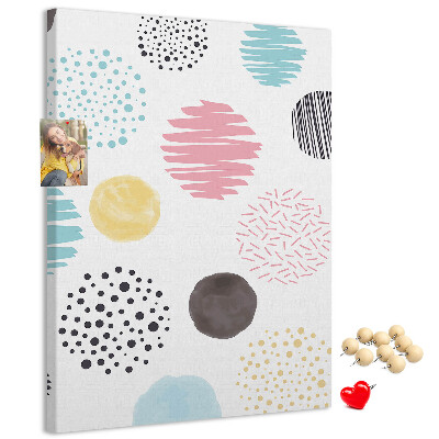 Memo cork board Colorful spots and lines on the background