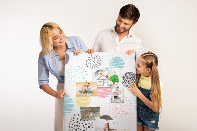 Memo cork board Colorful spots and lines on the background