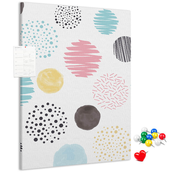 Memo cork board Colorful spots and lines on the background