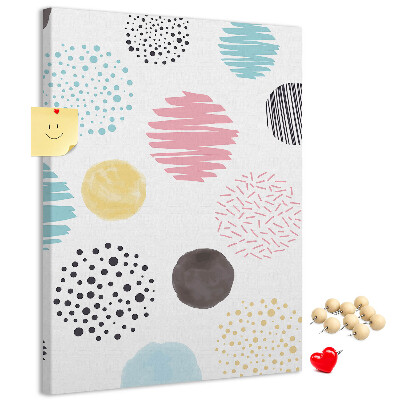 Memo cork board Colorful spots and lines on the background