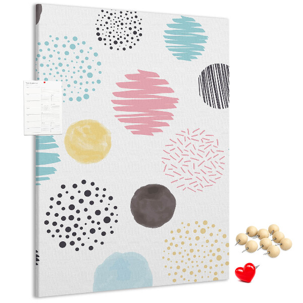 Memo cork board Colorful spots and lines on the background
