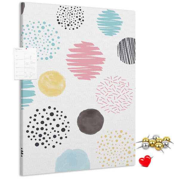 Memo cork board Colorful spots and lines on the background