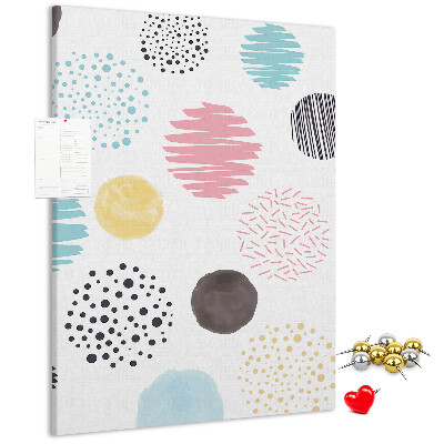 Memo cork board Colorful spots and lines on the background