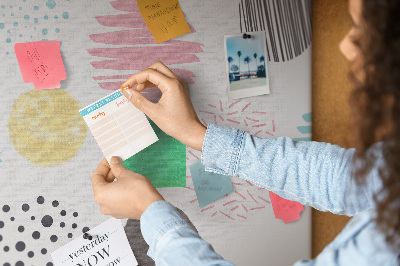 Memo cork board Colorful spots and lines on the background