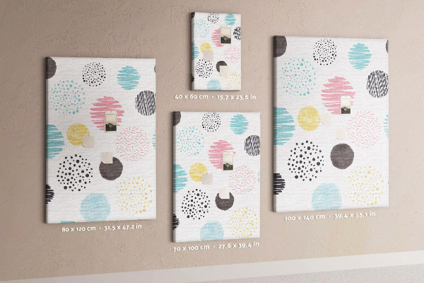 Memo cork board Colorful spots and lines on the background