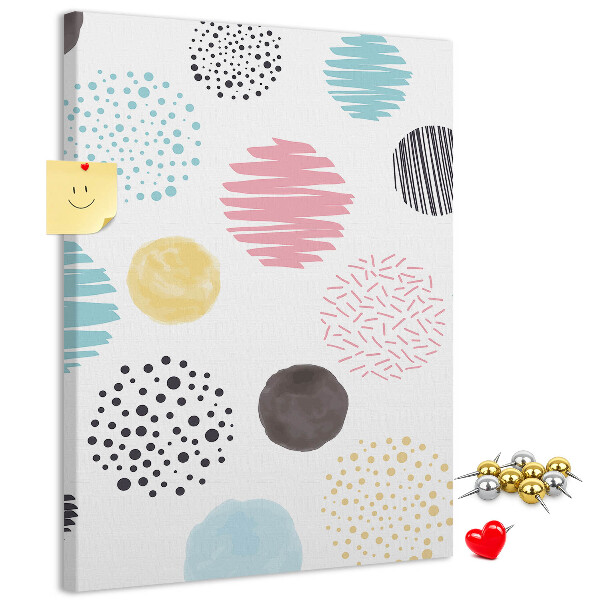 Memo cork board Colorful spots and lines on the background