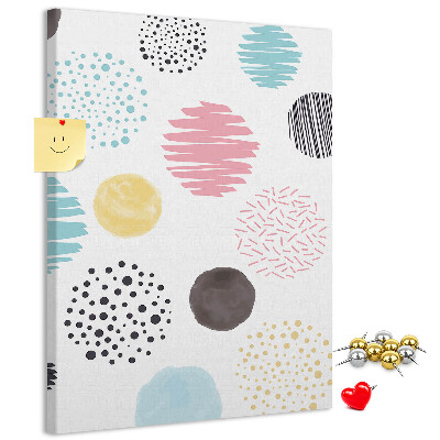 Memo cork board Colorful spots and lines on the background