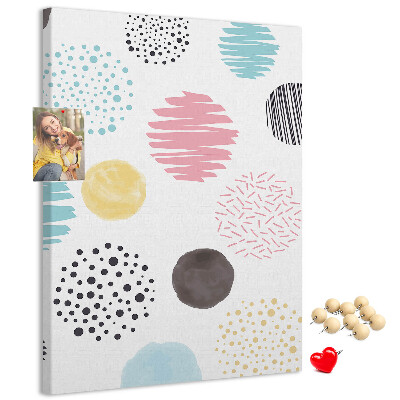 Memo cork board Colorful spots and lines on the background