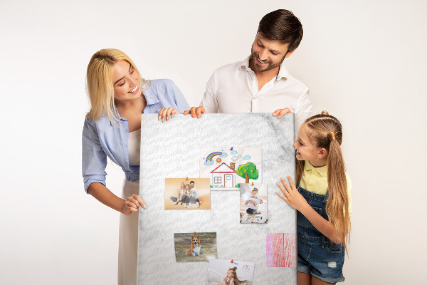 Cork notice board Elegant marble pattern in neutral tones