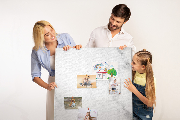 Cork notice board Elegant marble pattern in neutral tones