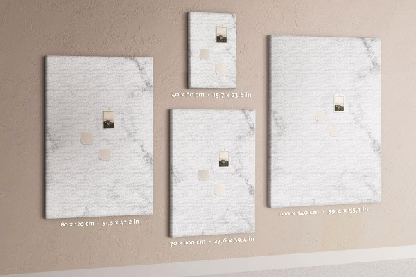 Cork notice board Elegant marble pattern in neutral tones