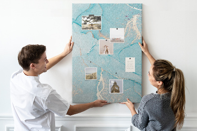 Wall cork memo board Marble sky in shades of blue