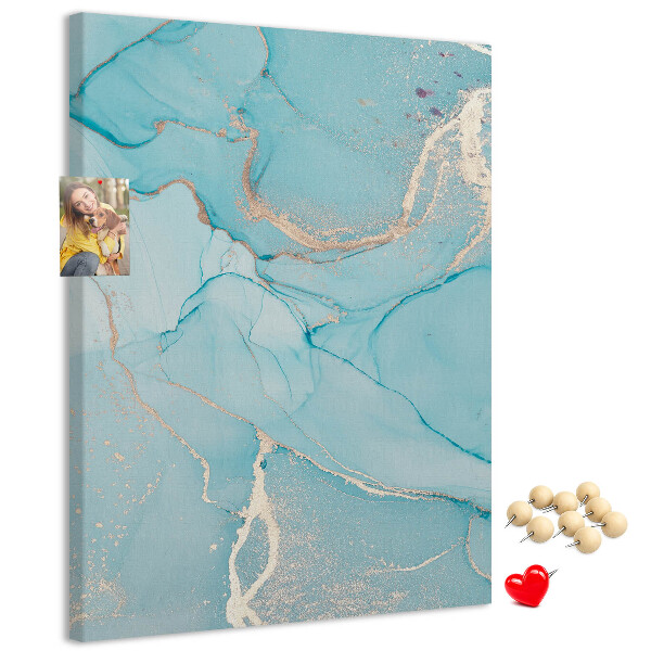Wall cork memo board Marble sky in shades of blue